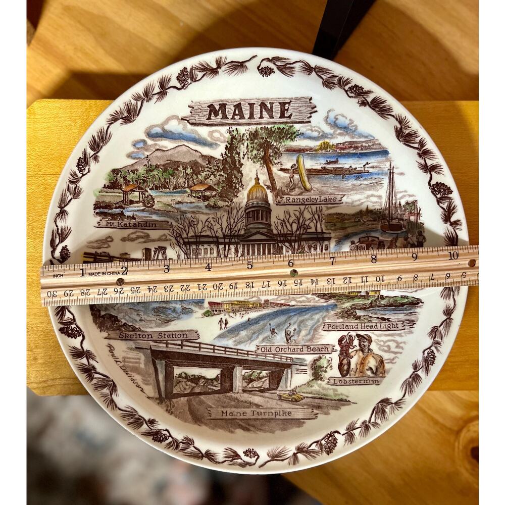 Vintage Vernon Kilns Maine Souvenir Plate, Paul H. Davidson Transferware - Picture 2 of 5